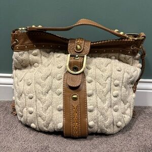 Rafe sweater knit and leather trim cute shoulder bag